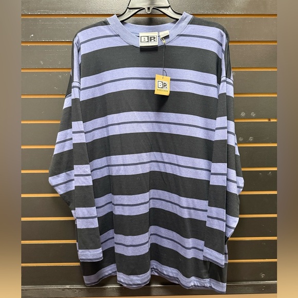 NWT BP Black Purple Striped Long Sleeve Tee Size L - Picture 1 of 3